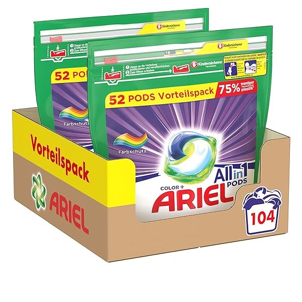 Ariel Waschmittel Pods All-in-1, Color Waschmittel, 104 Waschladungen, Farbschutz