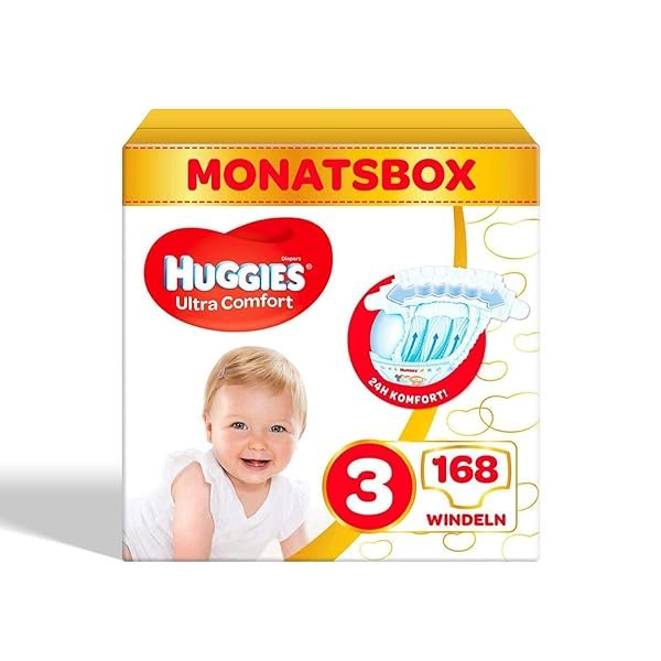 Huggies Ultra Comfort Babywindeln, Größe 3 (4-9 kg), 168 Stück