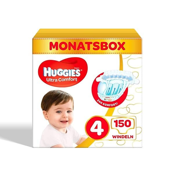 Huggies Ultra Comfort Babywindeln, Größe 4 (7-18 kg), 150 Stück