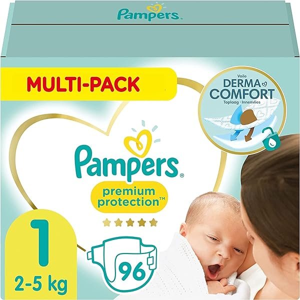 Pampers Baby Windeln Größe 1 (2-5kg) Premium Protection, Newborn, 96 Stück, Alte Version