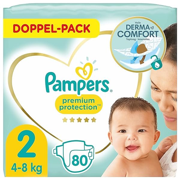 Pampers Baby Windeln Größe 2 (4-8kg) Premium Protection, 80 Stück, Pampers Weichster Komfort Und Schutz