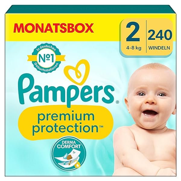 Pampers Baby Windeln Größe 2 (4-8kg) Premium Protection, Mini, 240 Stück, MONATSBOX