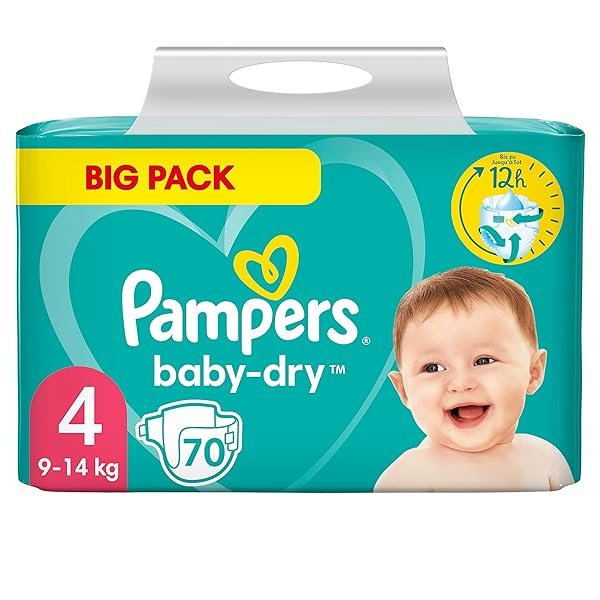 Pampers Baby Windeln Größe 4 (9-14kg) Baby-Dry, Maxi, 70 Windeln