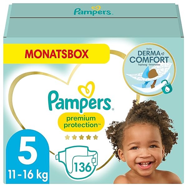 Pampers Baby Windeln Größe 5 (11-16kg) Premium Protection, 136 Stück, Alte Version