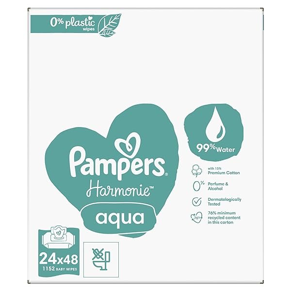Pampers-Harmonie-Aqua-Baby-Feuchttucher-24-x-48-stuck-sanfter-Hautschutz-fur-zarte-Haut-mit-99-Wasser-1152-Tuc-B0BLW493ZC-2