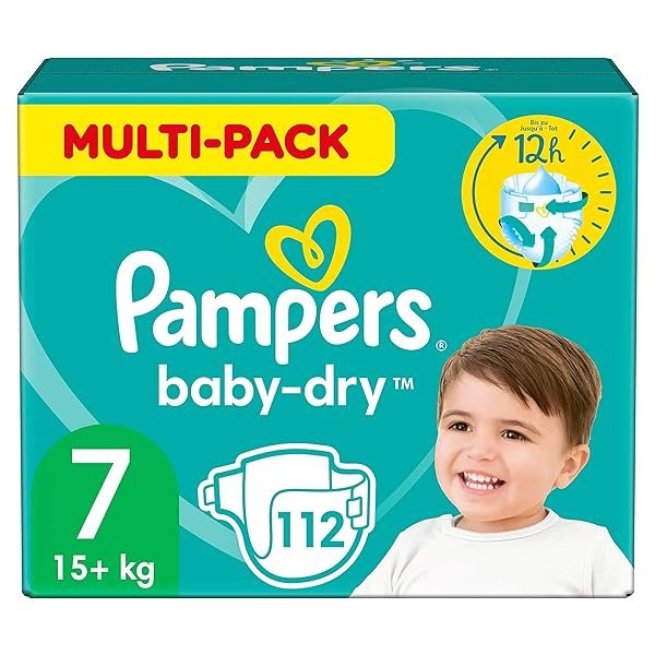 Pampers Windeln Größe 7 (15kg+) Baby-Dry, Extra Large, MONATSBOX, bis zu 12 Stunden Rundum-Auslaufschutz, 112 Stück (1er Pack)